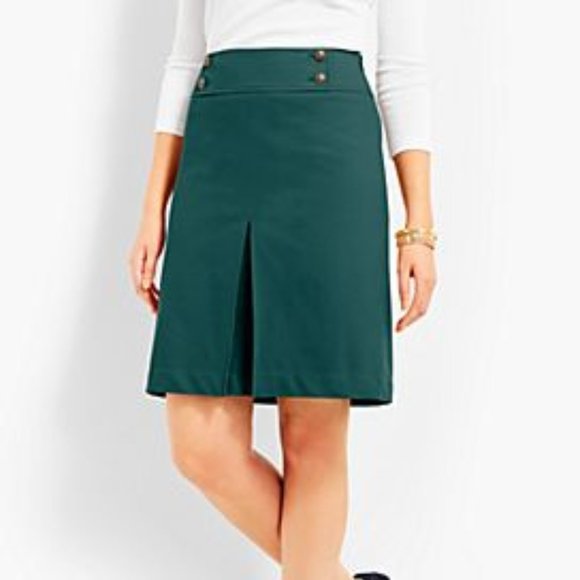 Talbot's Raised Twill Pleated A-Line Skirt - Picture 1 of 6